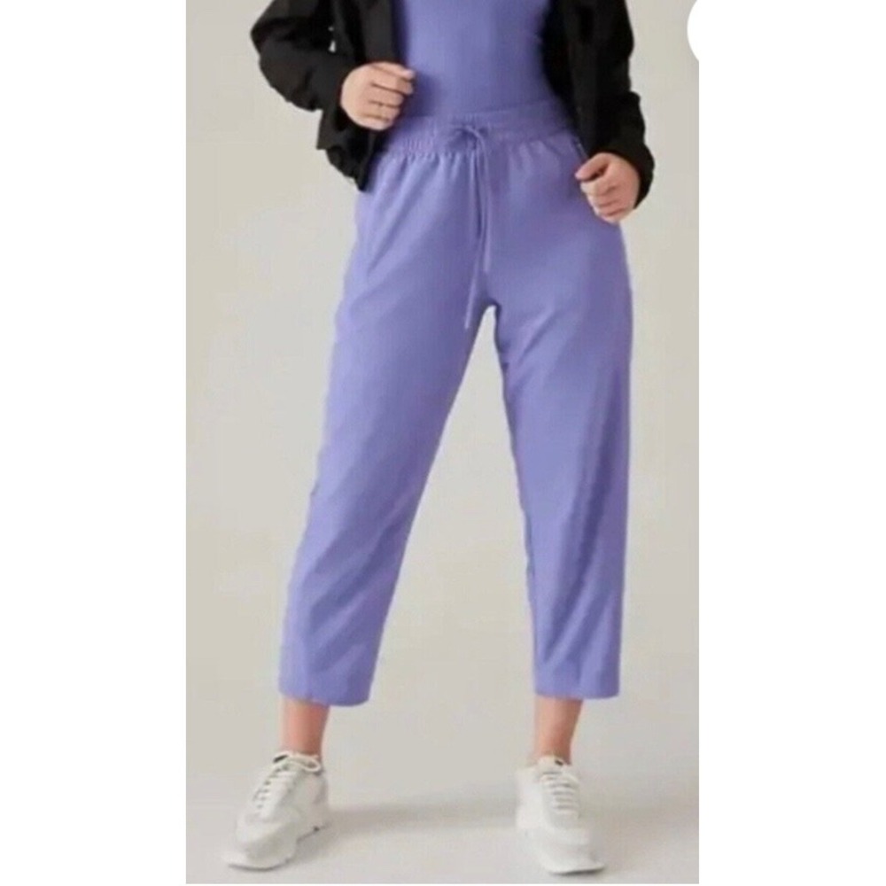Athleta Crop Pants Womens Size 2 Arrival Purple Elastic Waist Drawstring Pull On - Picture 3 of 14